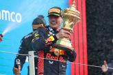 Race winner Max Verstappen (NLD) Red Bull Racing celebrates on the podium. Formula 1 World Championship, Rd 11, British